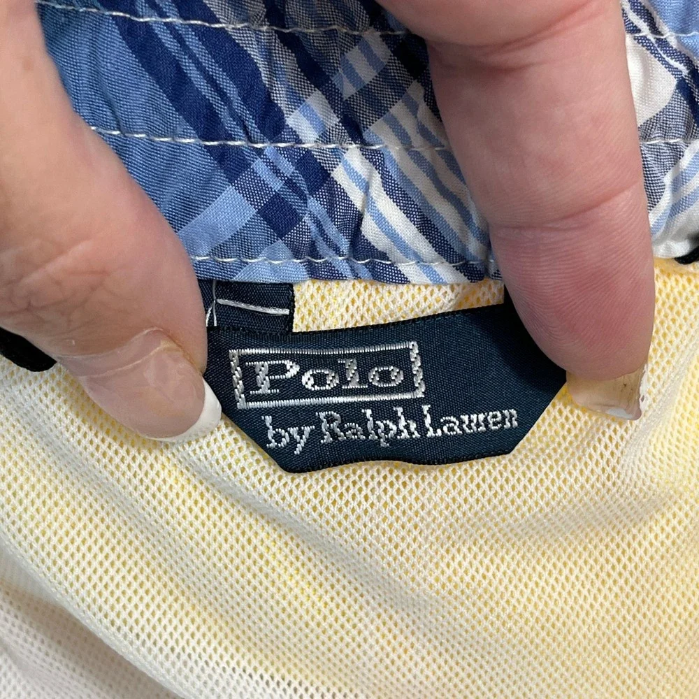 Polo Ralph Lauren Swim Trunks Men L Yellow Cargo Pocket Drawstring Beachwear